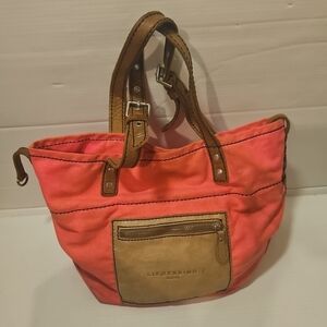 Liebeskind Berlin Betas Satchel Canvas & Leather Tote Shoulder Bag Pink